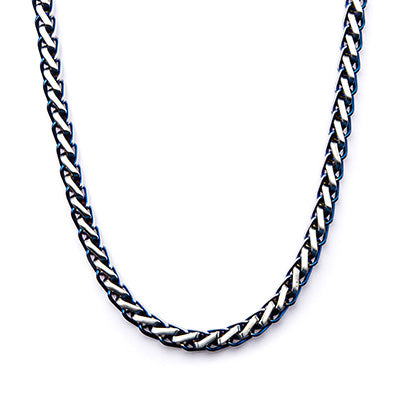 Steel Blue IP Rounded Franco Chain Necklace