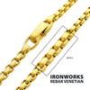 4mm Matte 18K Gold IP Steel Bold Box Chain Necklace