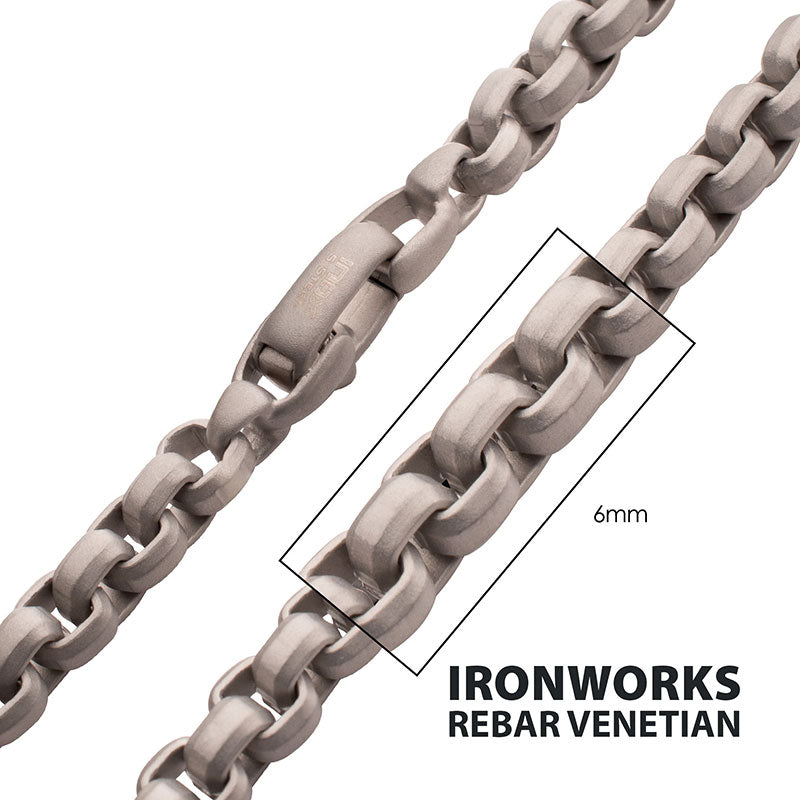 6mm Matte Steel Bold Box Chain Necklace