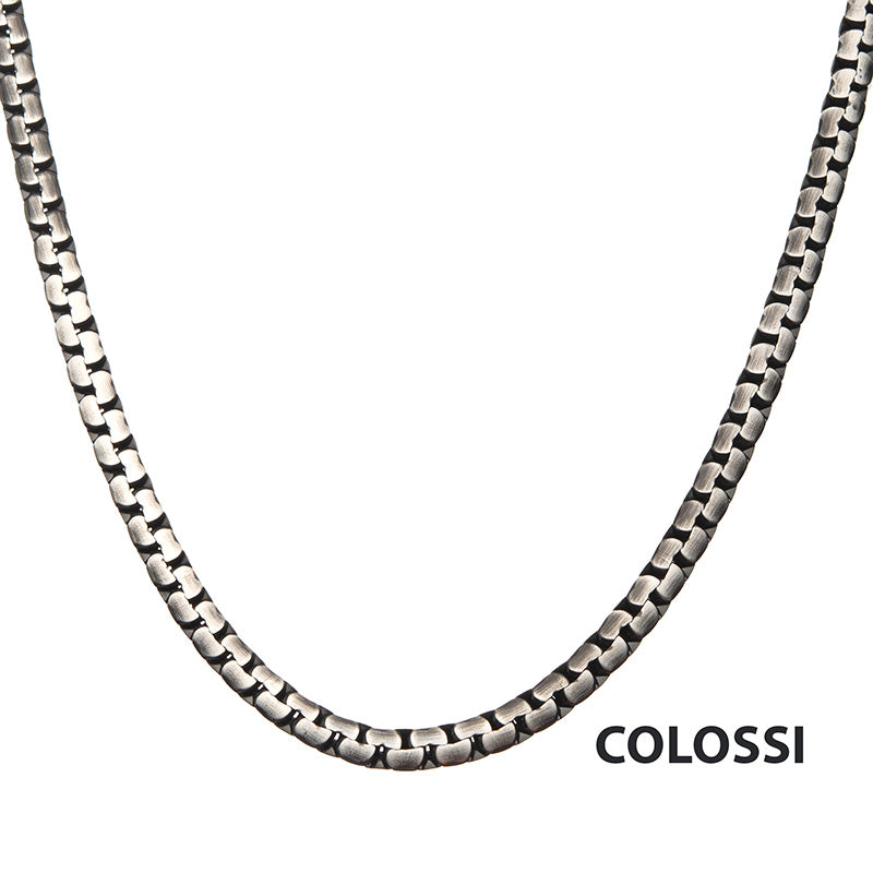 Matte Steel & Black IP Reversible Curb Chain Colossi Necklace