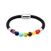 Leather Multi Gemstone Bracelet