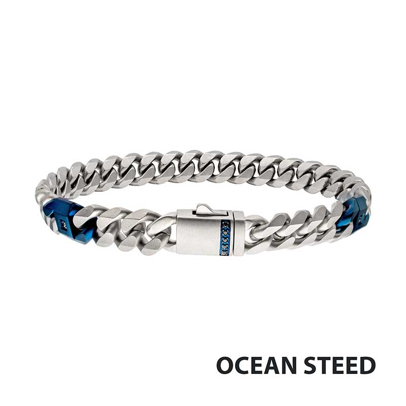 OCEAN STEED Matte Steel Beveled Cuban Bracelet