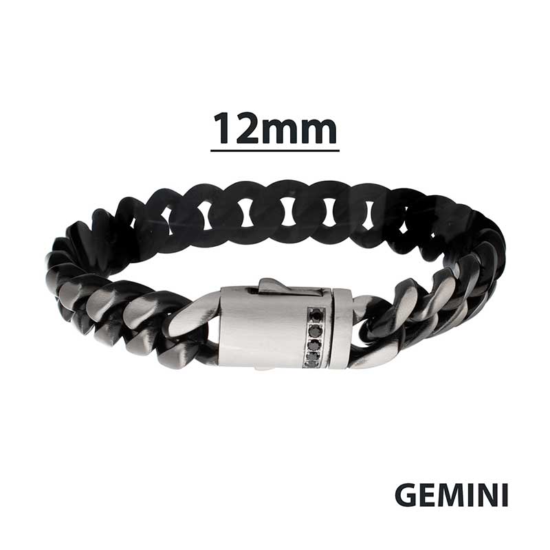 12mm Black IP Steel Cuban Chain Bracelet