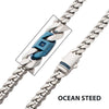 OCEAN STEED Matte Steel Beveled Cuban Necklace