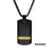 Black IP Steel Black Sapphire Gem Dog Tag Pendant