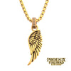 18K Gold IP Steel Oxidized Phoenix Pendant
