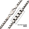 3.6mm Italy Silver Black Rhodium Plated Brushed Satin Finish Box Chain Necklace