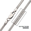 2.4mm Italy Silver Black Rhodium Plated Brushed Satin Finish Snake Chain Necklace