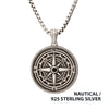 Silver Magellan Compass Black Spinel Pendant