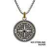 Silver Black Spinel Magellan Compass Pendant