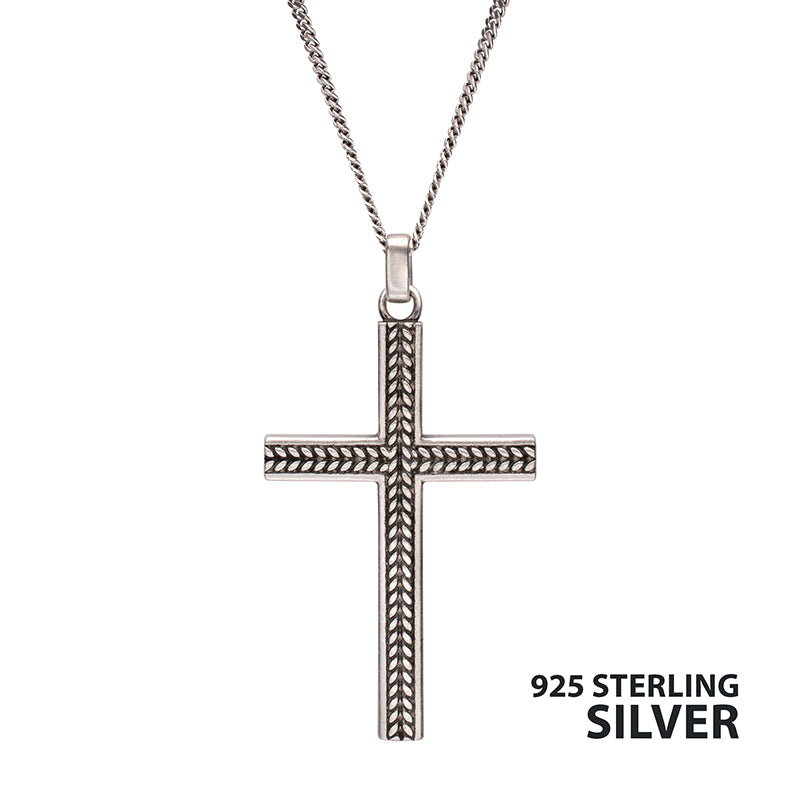 Silver Chevron Cross Pendant