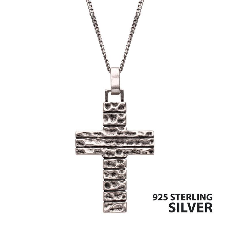 Silver Hammered Cross Pendant