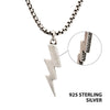 Silver White Sapphire Side Gem Lightning Bolt Pendant