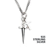 Silver Oxidized Dagger & Cross Duo Pendant