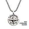 Silver Oxidized Compass Pendant