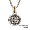 Silver Oxidized Compass Pendant