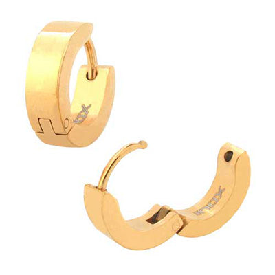 Gold IP Plain Huggie Earrings