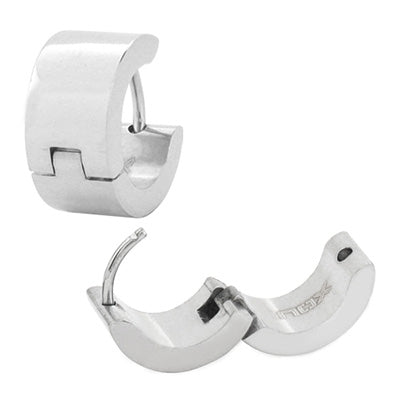 Plain Steel Huggie Earrings