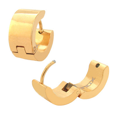 Gold IP Plain Huggie Earrings