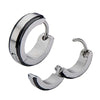 Black IP Line Sides Steel Huggie Earrings