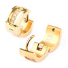 Steel Gold IP Clear CZ Huggie Earrings