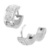 Multiple Clear Crystal Stones in Steel Huggie Earrings