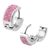 Light Pink Crystal Gem in Steel Huggie Earrings