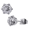 Unisex Prong Set Clear CZ Steel Stud Earrings