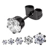 Unisex Black IP Steel Clear CZ Stud Earrings