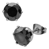 Unisex Prong Set Black CZ Stud Earrings