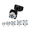 Steel & Black IP Hashtag Round Cut CZ Stud Earrings