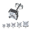 Steel Hashtag Square Cut CZ Stud Earrings