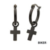 Matte Black IP Hoop Dangle Earrings