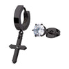 Black IP Dangling Cross Huggie & Prong Set CZ Stud Mismatched Earrings