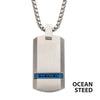 OCEANSTEED- Matte Steel Blue Beveled Strip Dog Tag Pendant
