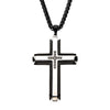 Steel Black IP Black CZ Center Cross Pendant