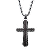 Antique Gun Metal Sepulchre Ebony Wood Inlayed Cross Pendant