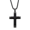 Black IP Ebony Wood Inlayed Cross Pendant