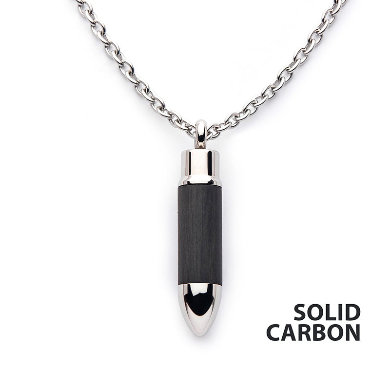 Steel & Carbon Graphite Bullet Pendant