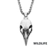 Distressed Matte Steel Crow Skull Pendant