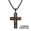 Black IP Solid Copper Carbon Cross Pendant
