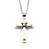 Steel & Gold IP Two Layer Cross Pendant