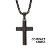 Black IP Matte Steel Scale Cross Drop Pendant