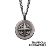 Gun Metal IP Engravable Compass Medallion Pendant