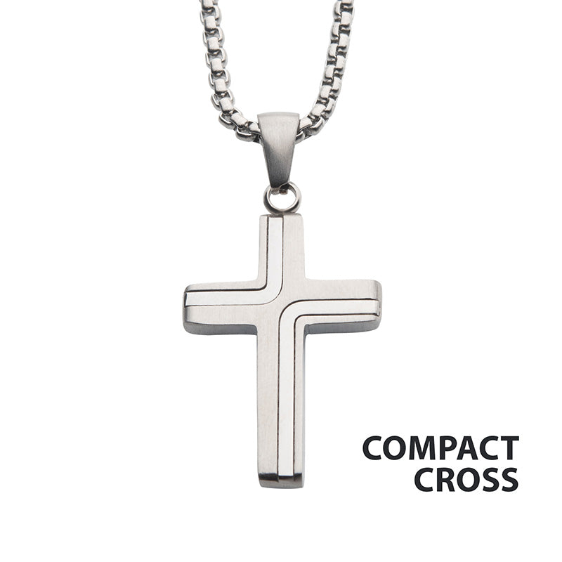 Steel Cross Drop Pendant