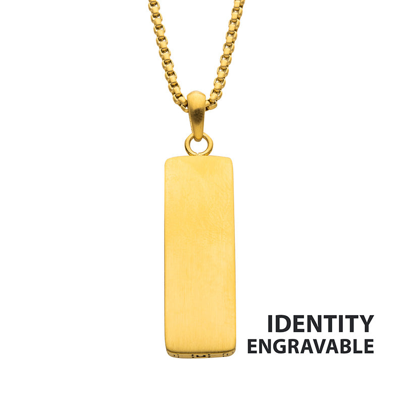 18K Gold IP Engravable Drop Pendant