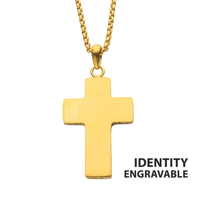 18K Gold IP Engravable Cross Pendant