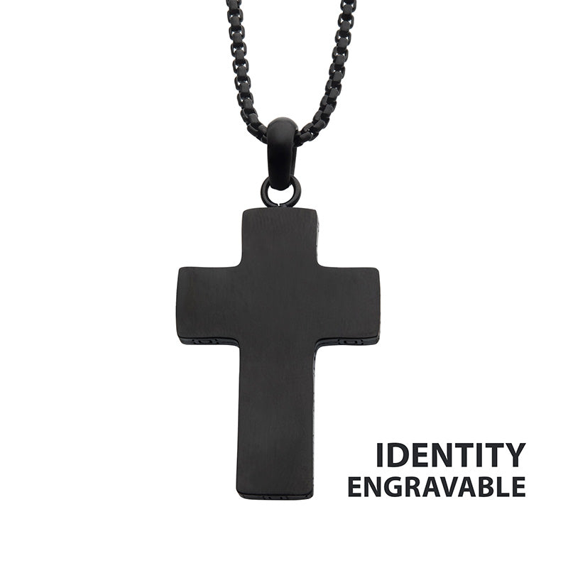 Black IP Engravable Cross Pendant