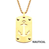18K Gold IP Etched Anchor Dog Tag Pendant