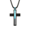 Matte Black IP Thin Blue Line Pendant